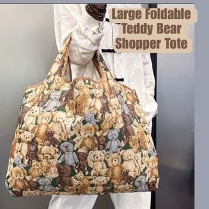 NWT Large Teddy Bear 🧸 Shopper, Folding Large bag w matching inner pouch